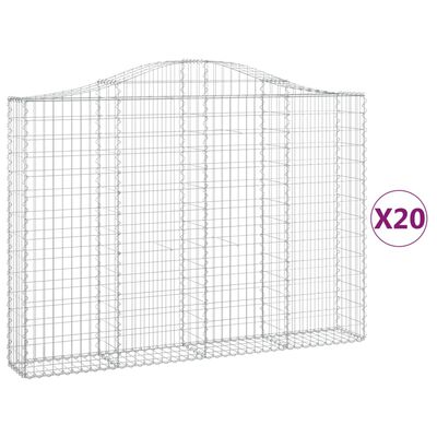 vidaXL Cestos gabião arqueados 20 pcs 200x30x140/160 ferro galvanizado