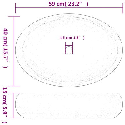 vidaXL Lavatório de bancada oval 59x40x15 cm cerâmica castanho