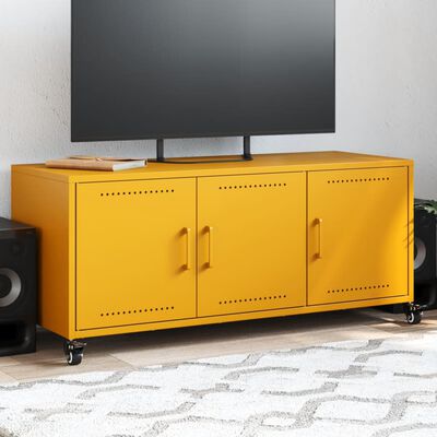 vidaXL Móvel de TV 100,5x39x43,5 cm aço amarelo mostarda