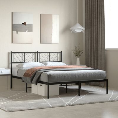 vidaXL Estrutura de cama em metal com cabeceira 150x200 cm preto