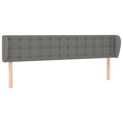 vidaXL Cabeceira de cama c/ abas tecido 183x23x78/88cm cinzento-escuro