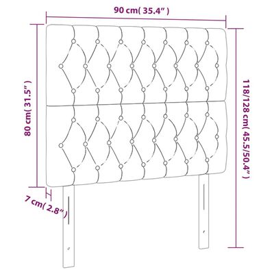 vidaXL Cabeceira cama c/ luzes LED veludo 90x7x118/128cm cinza-claro