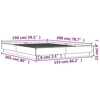 vidaXL Estrutura de cama 150x200 cm derivados de madeira cinza cimento