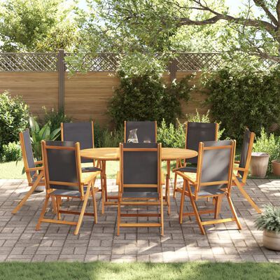 vidaXL 9 pcs conjunto de jantar para jardim acácia maciça e textilene