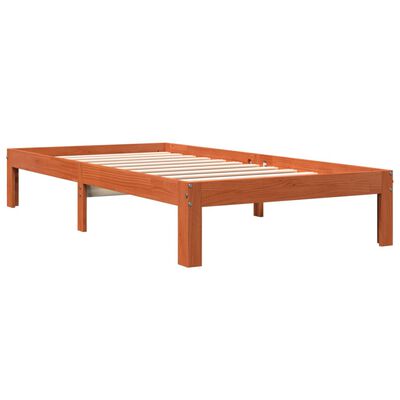 vidaXL Cama sem colchão 100x200 cm pinho maciço castanho-mel