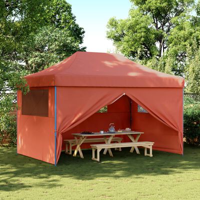 vidaXL Tenda p/ festas pop-up dobrável 4 paredes laterais terracotta