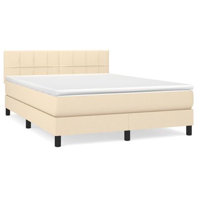 vidaXL Cama com molas/colchão 140x200 cm tecido cor creme