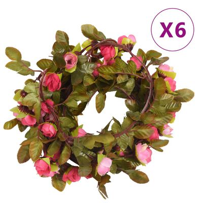 vidaXL Grinaldas de flores de Natal 6 pcs 215 cm rosa