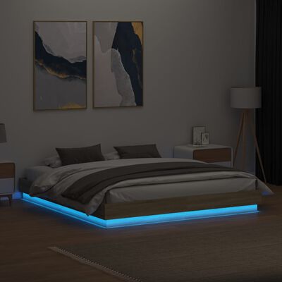 vidaXL Estrutura de cama com luzes LED 200x200 cm carvalho sonoma