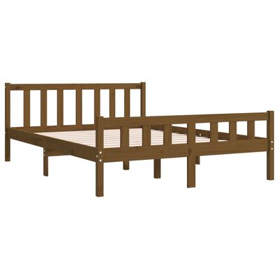 vidaXL Estrutura de cama 140x190 cm madeira maciça castanho-mel