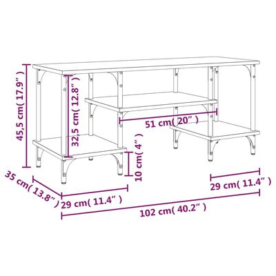 vidaXL Móvel para TV 102x35x45,5 cm derivados madeira carvalho fumado