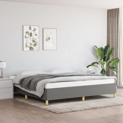 vidaXL Estrutura de cama sem colchão 200x200 cm tecido cinzento-escuro