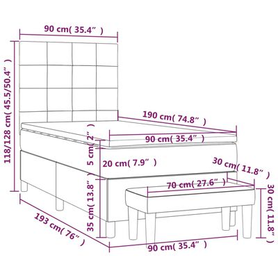 vidaXL Cama com molas/colchão 90x190 cm veludo preto