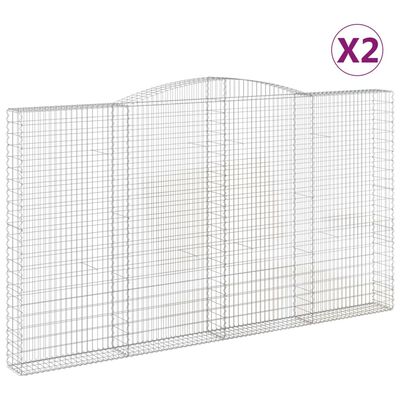 vidaXL Cestos gabião arqueados 2pcs 400x30x220/240cm ferro galvanizado