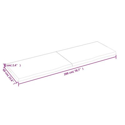 vidaXL Tampo de mesa 200x60x(2-6) cm carvalho tratado castanho-claro