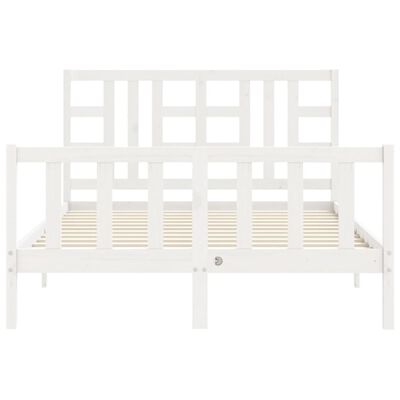 vidaXL Estrutura de cama com cabeceira 140x190cm madeira maciça branco