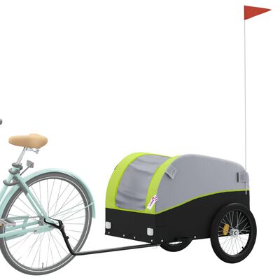 vidaXL Reboque para bicicleta 45 kg ferro preto e verde