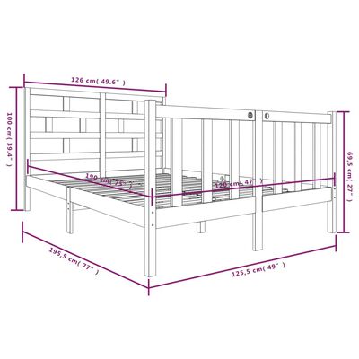 vidaXL Estrutura de cama pequena casal 120x190 cm pinho maciço