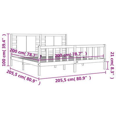 vidaXL Estrutura cama c/ cabeceira 200x200cm maciço castanho-mel