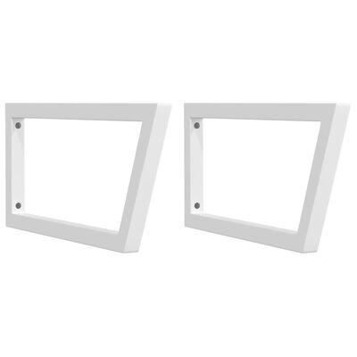 vidaXL Suportes de prateleira p/lavatório 2pcs aço trapezoidais branco