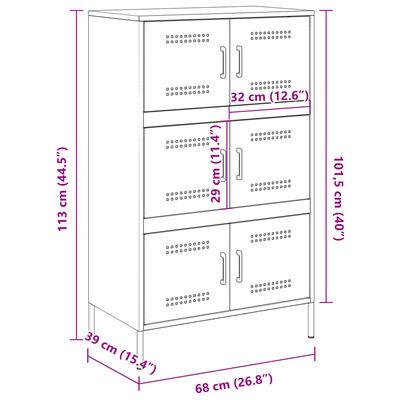 vidaXL Aparador alto 68x39x113 cm aço preto