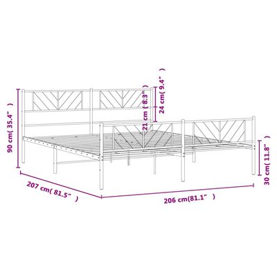 vidaXL Estrutura de cama com cabeceira e pés 200x200 cm metal branco