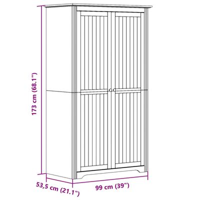 vidaXL Roupeiro BODO 99x53,5x173 cm madeira de pinho maciça branco