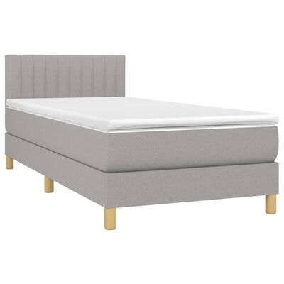 vidaXL Cama box spring c/ colchão e LED 80x200 cm tecido cinza-claro