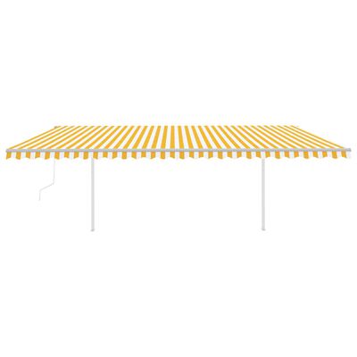 vidaXL Toldo retrátil automático com postes 6x3,5 m amarelo e branco