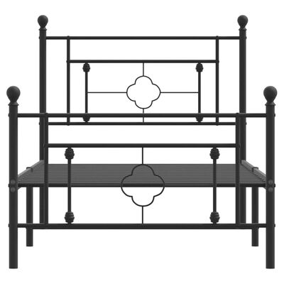 vidaXL Estrutura de cama com cabeceira e pés 90x190 cm metal preto