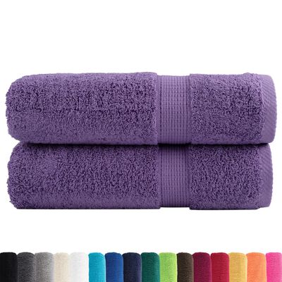 vidaXL Toalhas de banho premium SOLUND 2 pcs 100x150 cm 600 gsm roxo