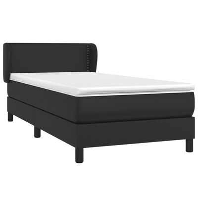 vidaXL Cama com molas/colchão 80x200 cm couro artificial preto