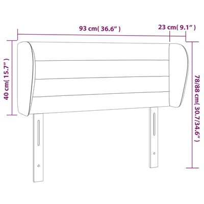 vidaXL Cabeceira de cama c/ abas tecido 93x23x78/88 cm cinzento-escuro