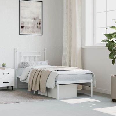 vidaXL Estrutura de cama sem colchão com cabeceira 75x190 cm branco