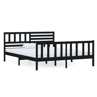 vidaXL Estrutura de cama 120x200 cm madeira maciça preto