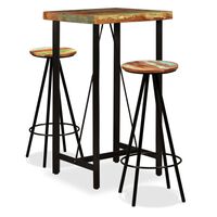 vidaXL Conjunto de bar 3 pcs madeira recuperada maciça