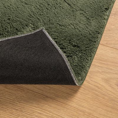 vidaXL Tapete pelo curto macio lavável HUARTE 240x240cm verde-floresta