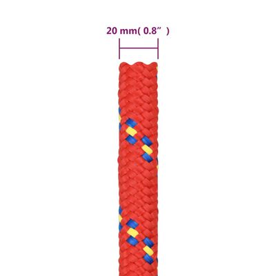 vidaXL Corda de barco 20 mm 100 m polipropileno vermelho