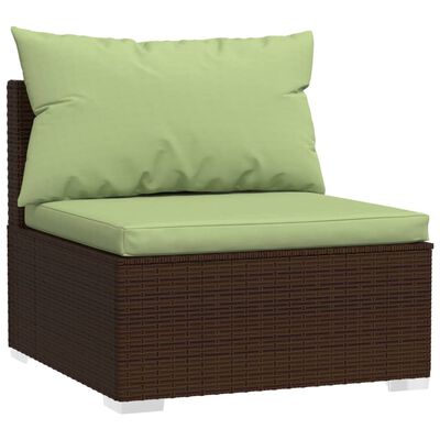 vidaXL 11 pcs conjunto lounge jardim c/ almofadões vime PE castanho