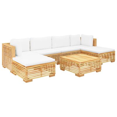 vidaXL 7 pcs conjunto lounge jardim c/ almofadões madeira teca maciça