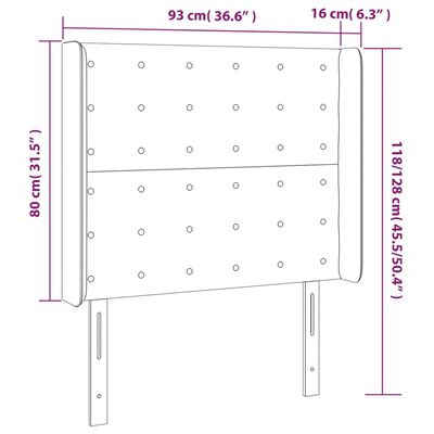 vidaXL Cabeceira cama c/ abas couro artificial 93x16x118/12 cm branco