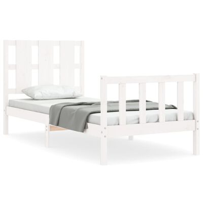 vidaXL Estrutura de cama com cabeceira 90x200 cm madeira maciça