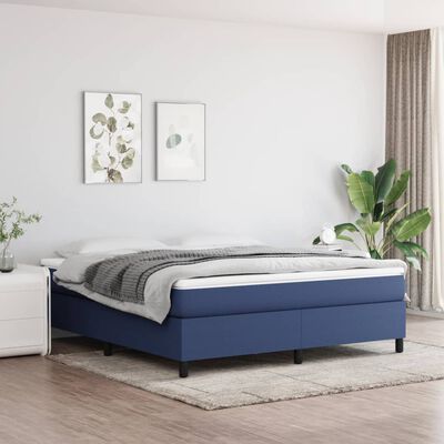 vidaXL Cama com molas/colchão 180x200 cm tecido azul