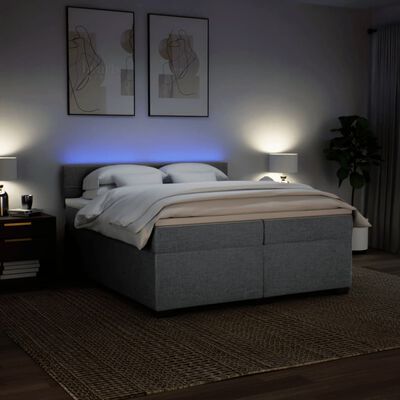 vidaXL Cama com molas/colchão 200x200 cm tecido cinza-claro