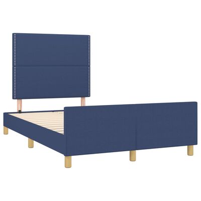 vidaXL Estrutura de cama com cabeceira 120x190 cm tecido azul