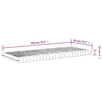 vidaXL Colchão de espuma 90x190 cm 7 zonas dureza 20 ILD branco