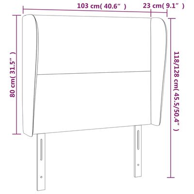 vidaXL Cabeceira cama c/ abas veludo 103x23x118/128 cm azul-escuro