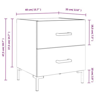 vidaXL Mesa cabeceira 40x35x47,5 cm derivados madeira sonoma cinza