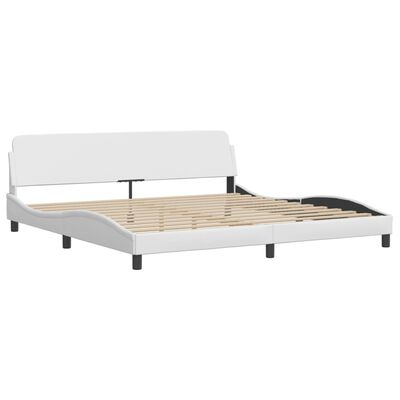 vidaXL Estrutura cama c/ luzes LED 200x200 cm couro artificial branco