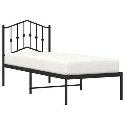 vidaXL Estrutura de cama metal s/ colchão c/ cabeceira 75x190 cm preto